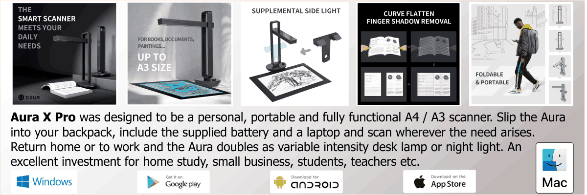 CZUR Aura portable scanner and desk lamp